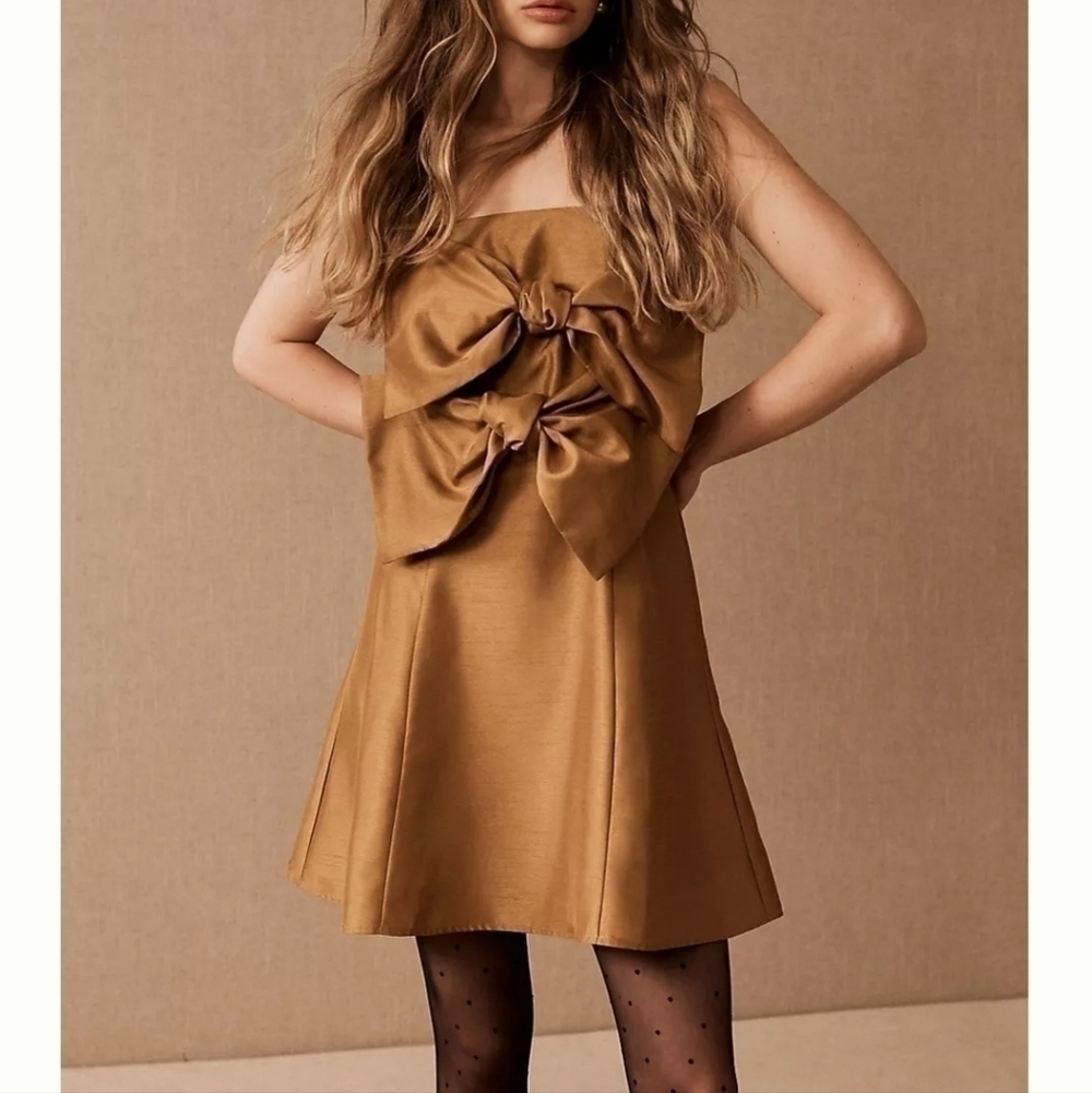 BOSKEMPER for BHLDN Ariel Mini Dress Bronze NWT